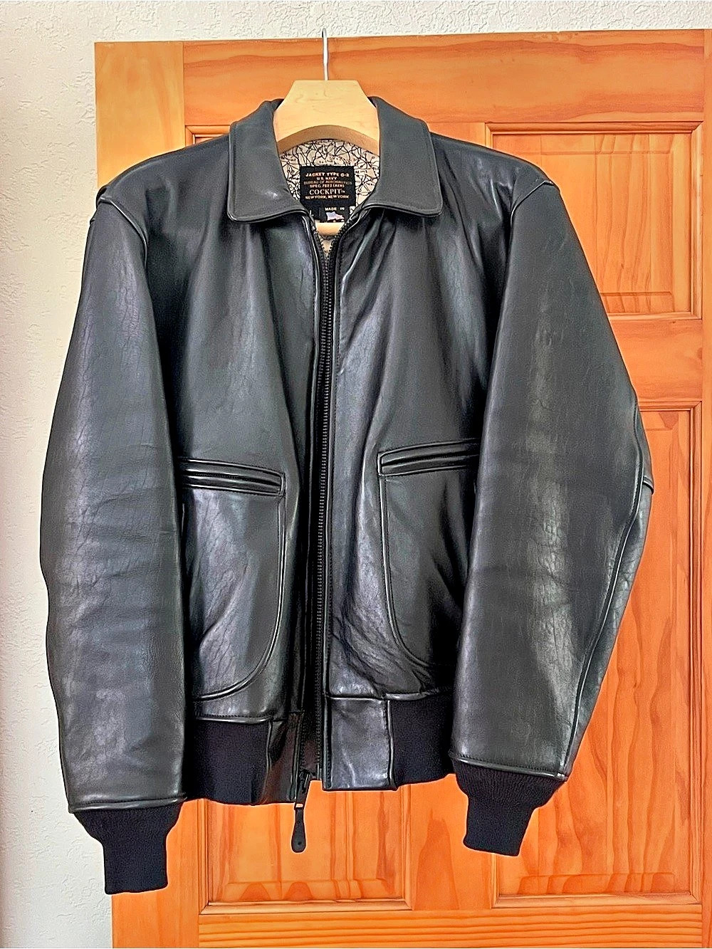 Cockpit USA G-2 Flight Jacket Black Leather Size Large